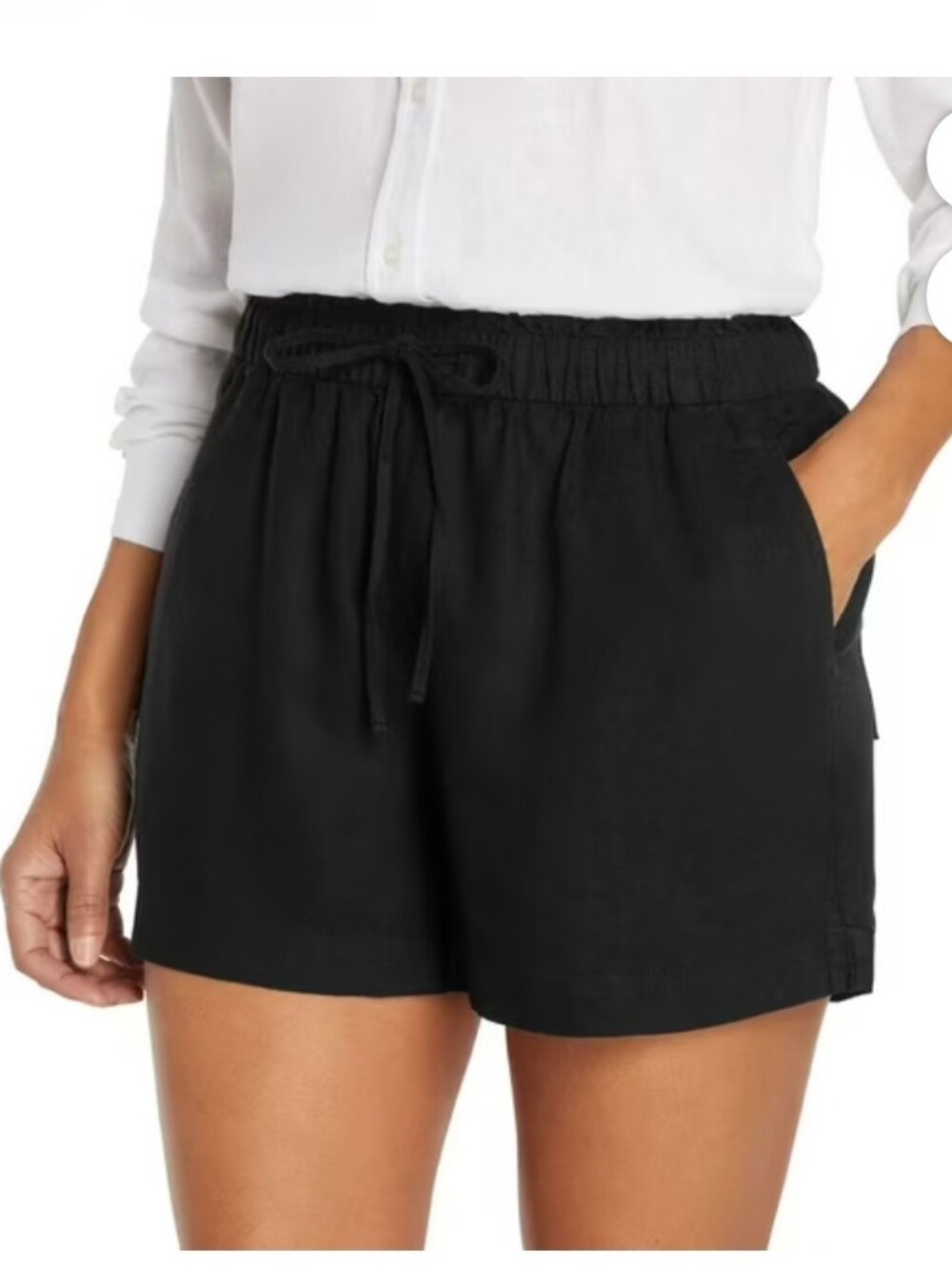 NWT Gap Black Linen Pull-On Tie Waistband Shorts - Women's Size Medium